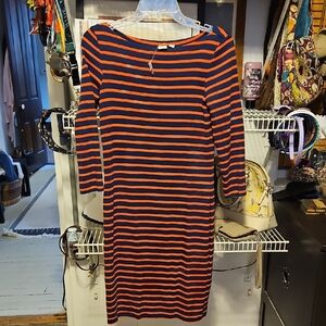 GAP Navy and Red Striped Long Sleeve Dress